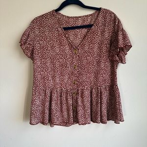 Button down maroon blouse